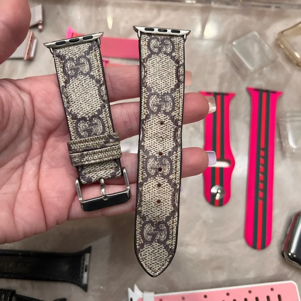 Lot of iWatch 38mm 19 bands 9 cases bumpers glitter Gucci Louis Vuitton